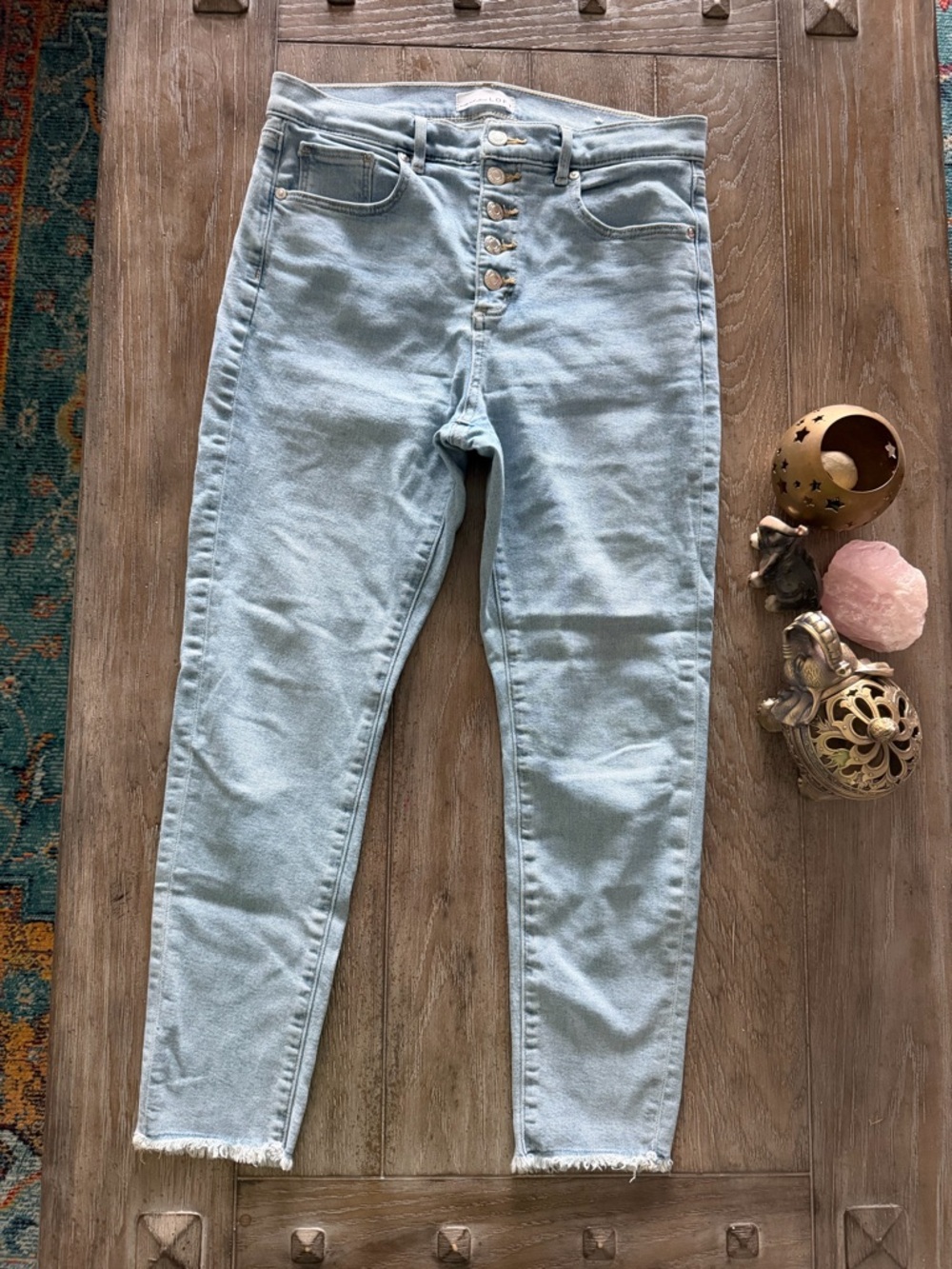 Light Blue High-Waist Skinny Button-Fly Women’s Jeans